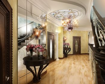 A design of interior of mansion is in style of art-deko