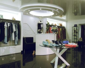 Interior of boutique of the Italian clothing of Comodo